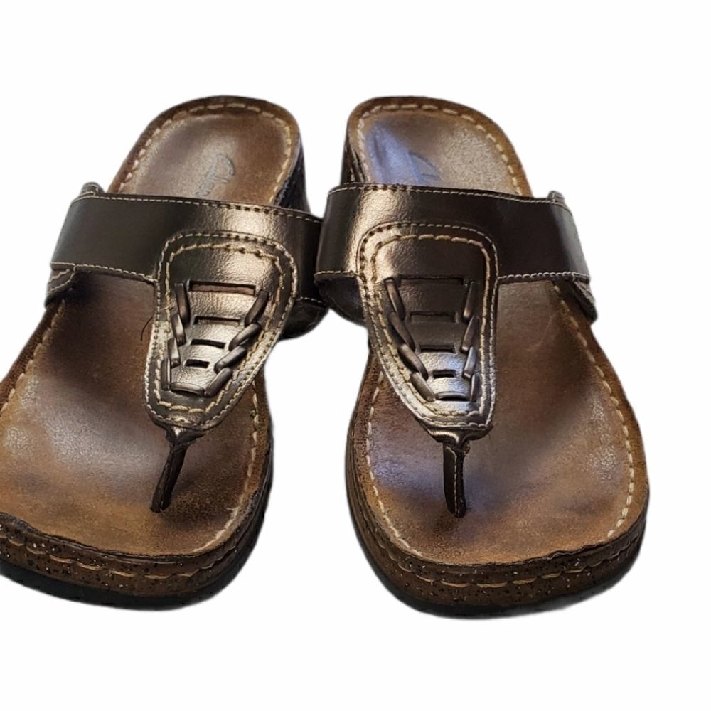 Clarks Metallic Slide Slip on Sandals - Picture 2 of 5